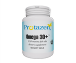 Protazen Omega 30+ dietary supplement bottle on a white background