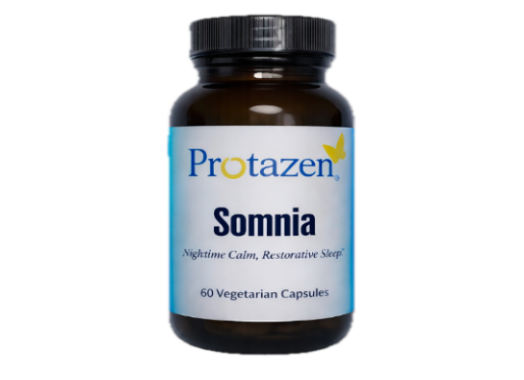 Bottle of Protazen Somnia sleep supplement on a white background